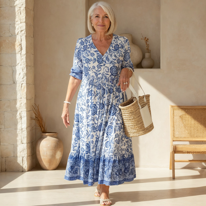 Evelyn | Floral Flow Midi Dress