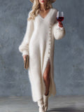 Celeste | Soft Button-Detail Maxi Knit Dress