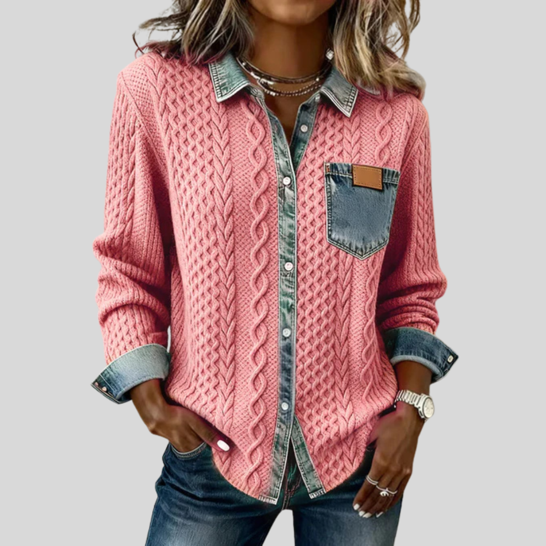 Daphne | Denim Cable-Knit Shirt