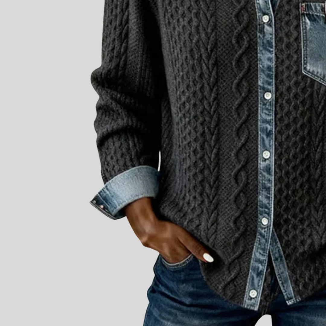 Daphne | Denim Cable-Knit Shirt