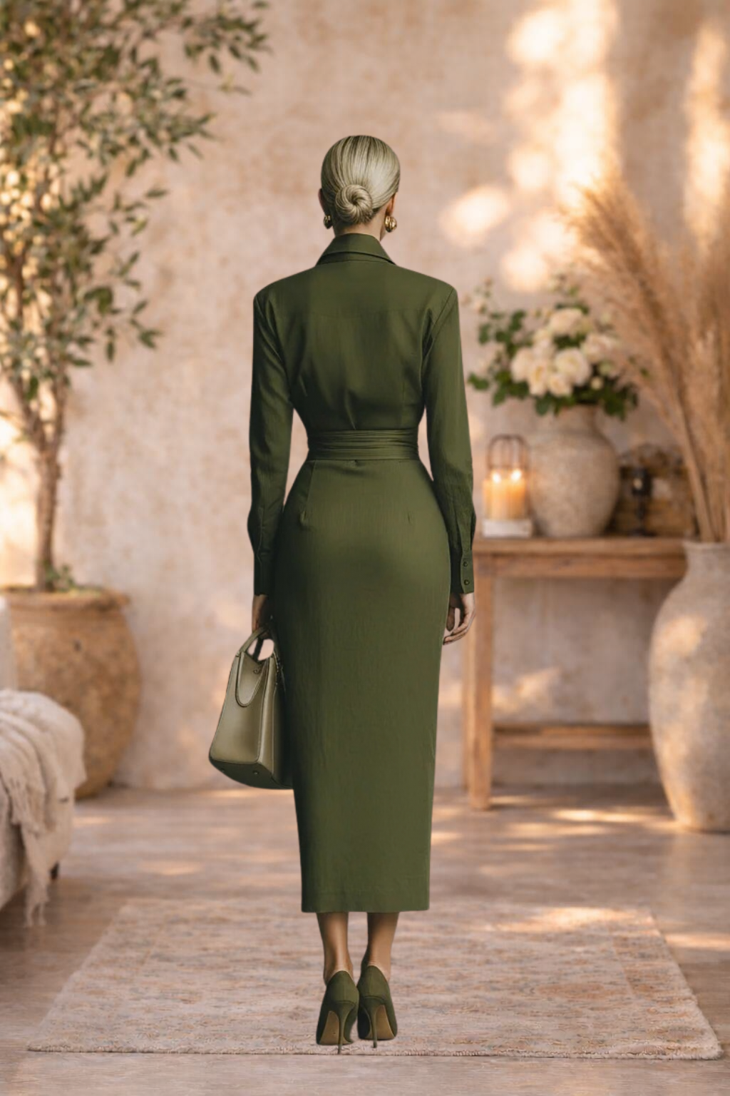 Betty | Button-Up Long Sleeve Midi Dress