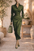 Betty | Button-Up Long Sleeve Midi Dress