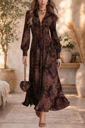 Amy | Floral V-Neck Long Sleeve Maxi Dress