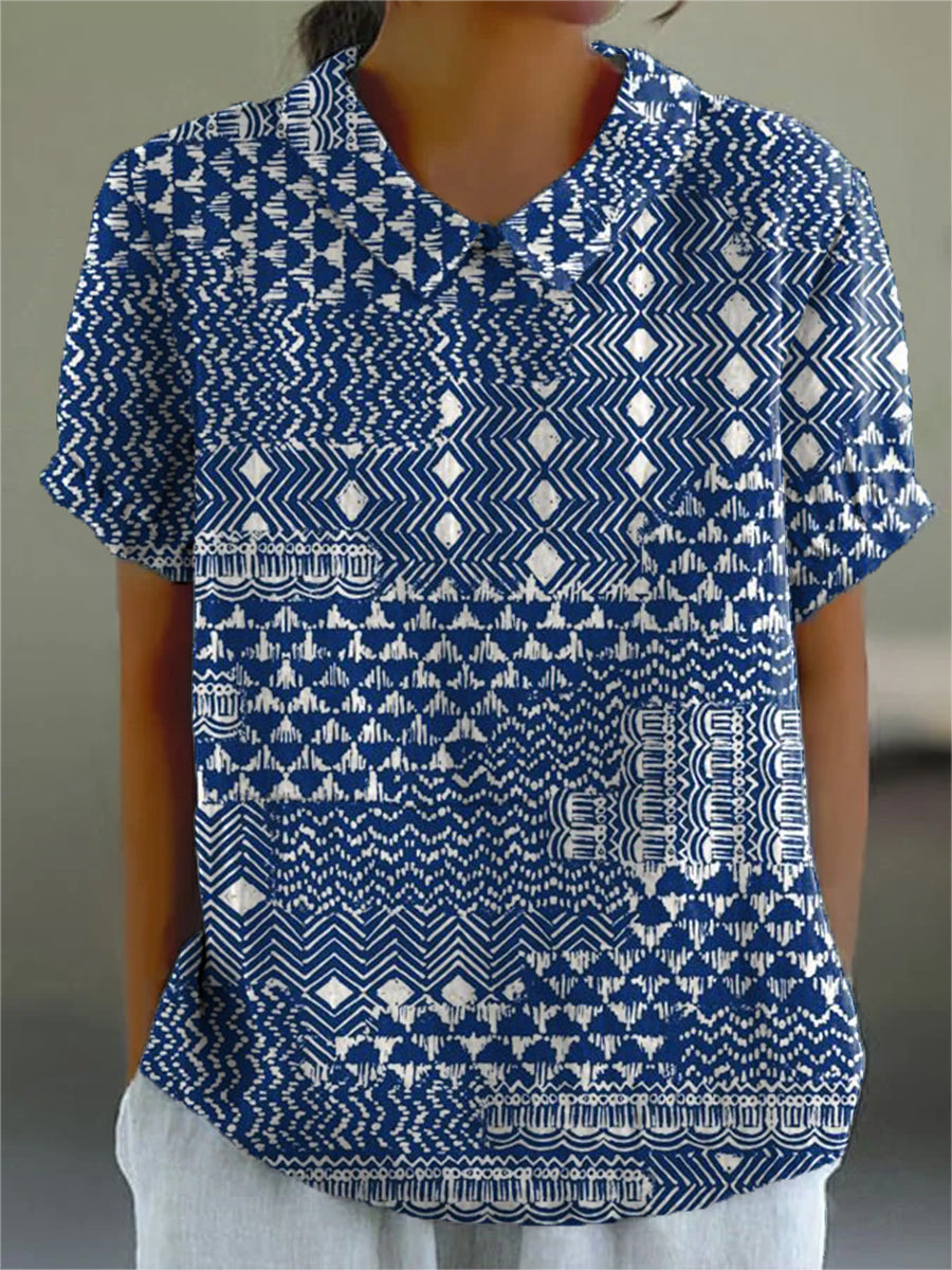 Zara | Artistic Patchwork Collar Blouse