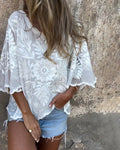 Amanda | Elegant Sheer Floral Lace Blouse