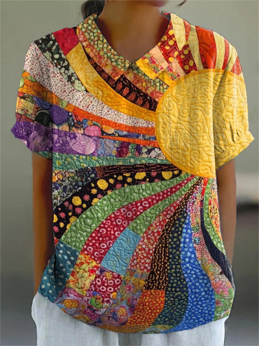 Lila | Artistic Patchwork Collar Blouse