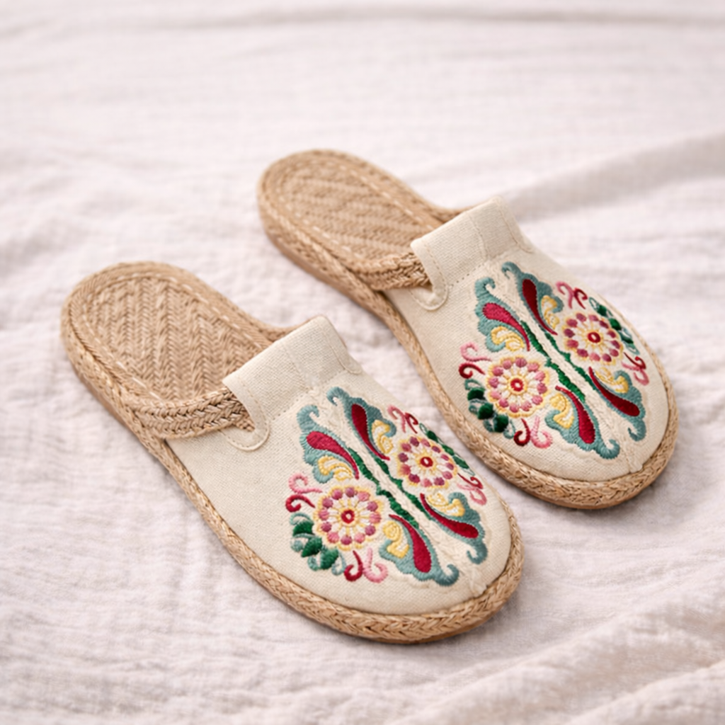 Chloe | Embroidered Slide Sandals