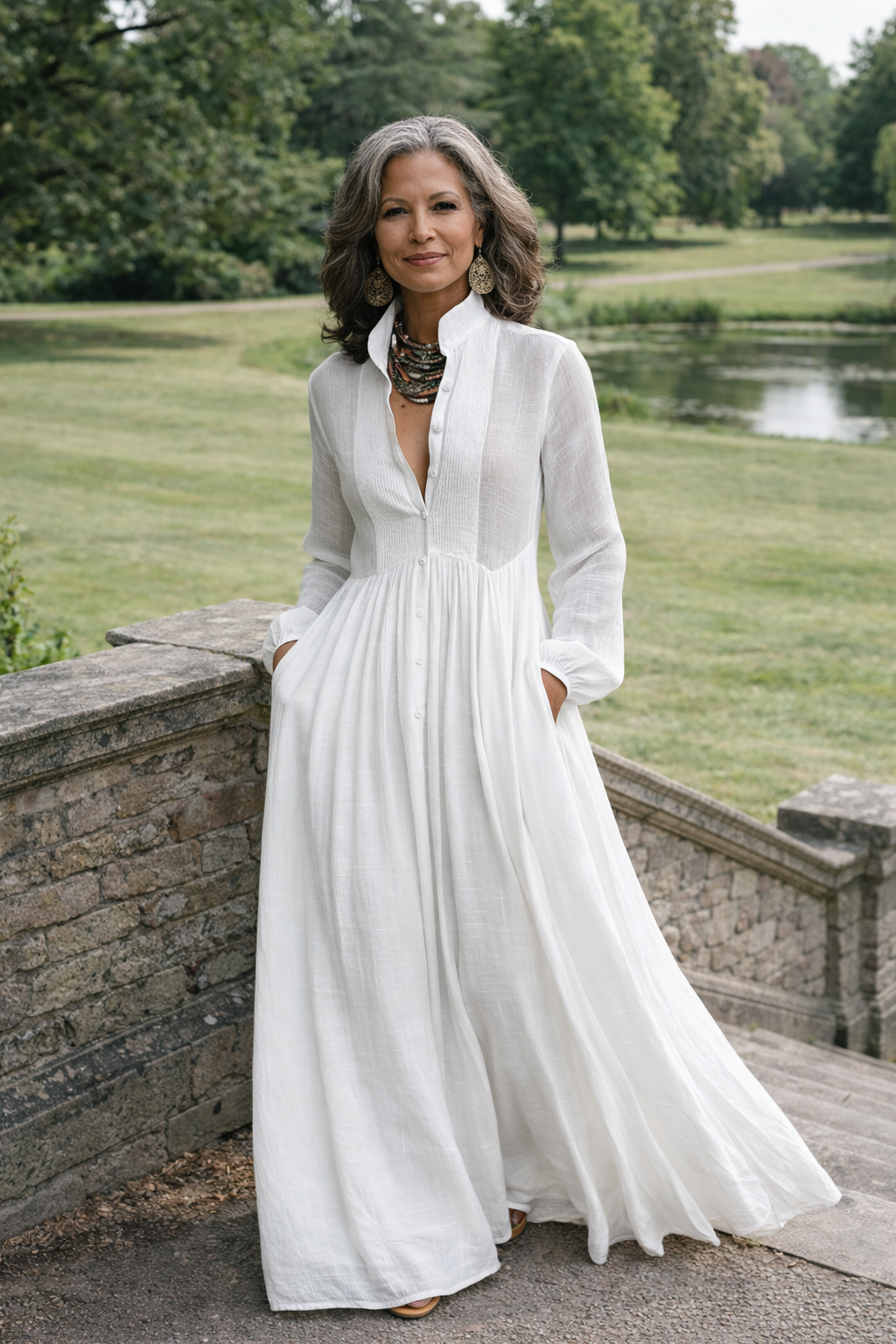 Serena | Flowing Button-Front Maxi Dress