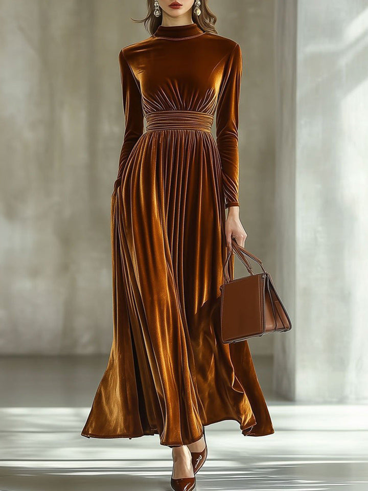 Margot | Pleated Velvet Maxi Dress