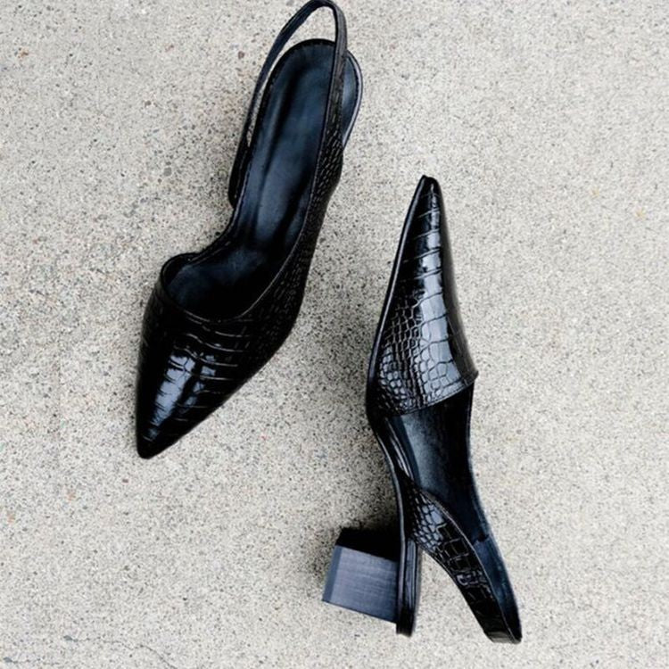 Bianca | Croc-Textured Slingback Heels