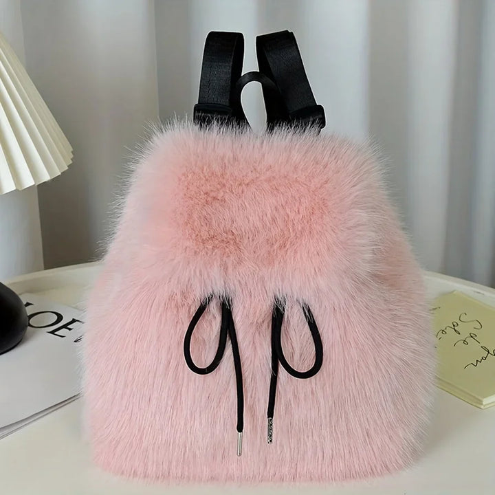 Bernice | Faux Fur Drawstring Backpack