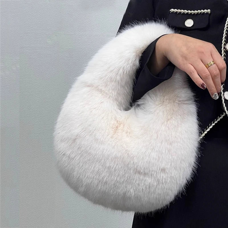Jean | Faux Fur Half-Moon Shoulder Bag