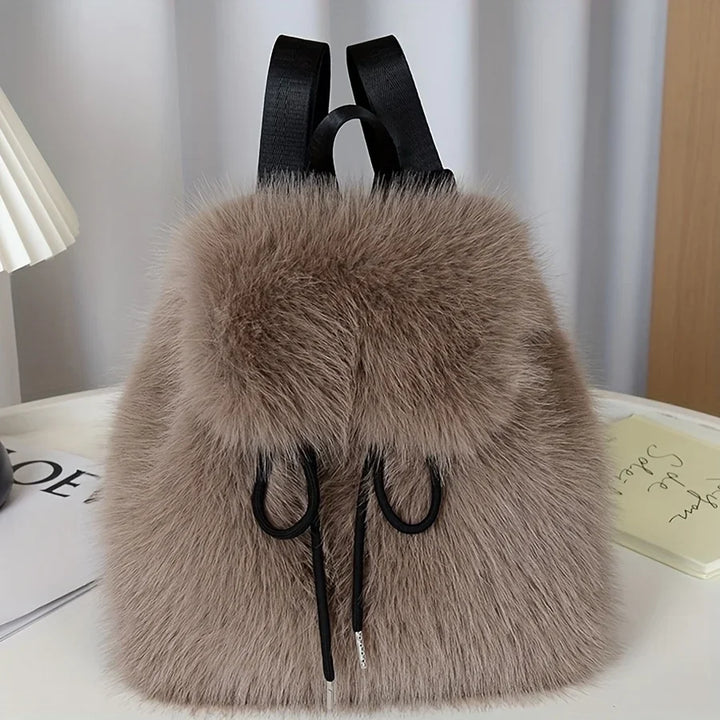 Bernice | Faux Fur Drawstring Backpack