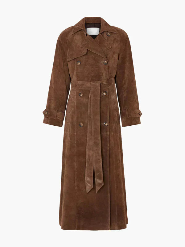 Olivia - Classic Suede Trench Coat