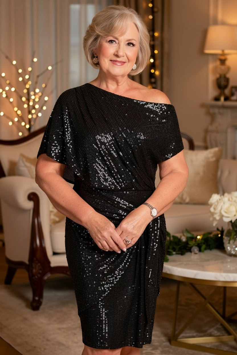 Frieda – Elegant Off-Shoulder Dress with Sequins