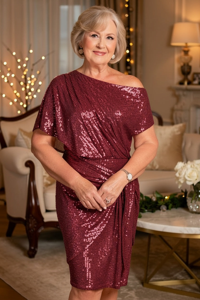 Frieda – Elegant Off-Shoulder Dress with Sequins