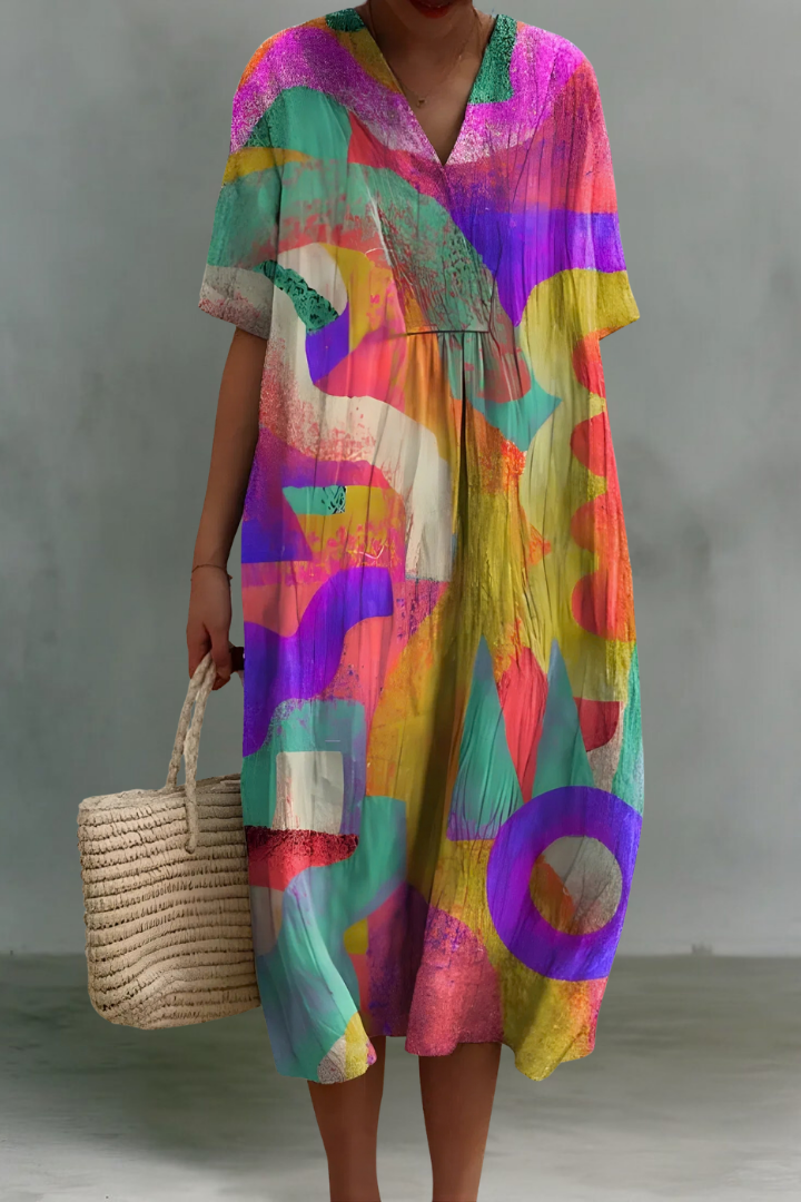 Reese | Linen V-Neck Midi Dress