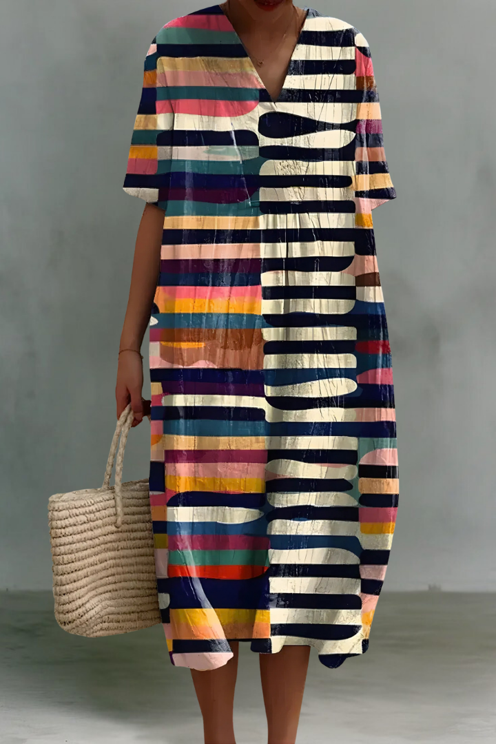 Jane | Linen V-Neck Midi Dress