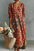 Olivia | Linen V-Neck Long Sleeve Dress