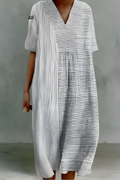 Georgia | Linen V-Neck Midi Dress