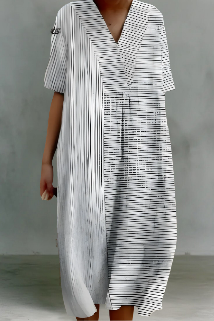 Georgia | Linen V-Neck Midi Dress