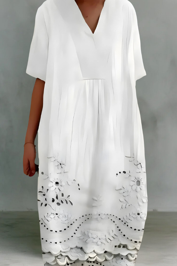 Courtney | Linen V-Neck Midi Dress
