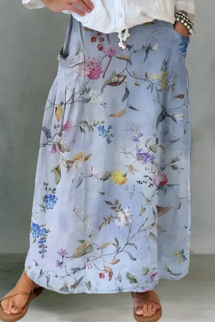 Rina | Flowing Linen Maxi Skirt