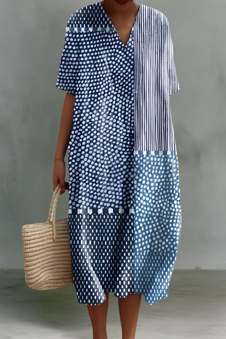 Christy | Linen V-Neck Midi Dress