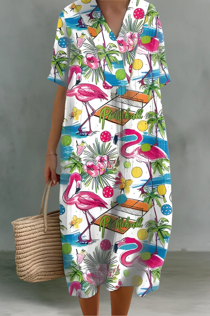 Jade | Linen V-Neck Midi Dress