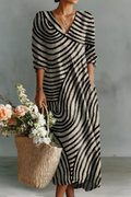 Eliza | Linen V-Neck Long Sleeve Dress