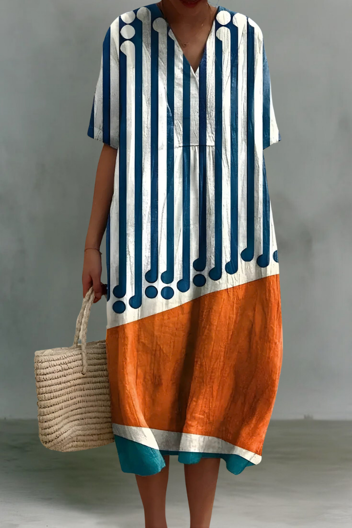 Zara | Linen V-Neck Midi Dress