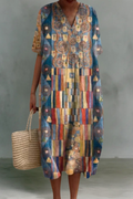 Anita | Linen V-Neck Midi Dress
