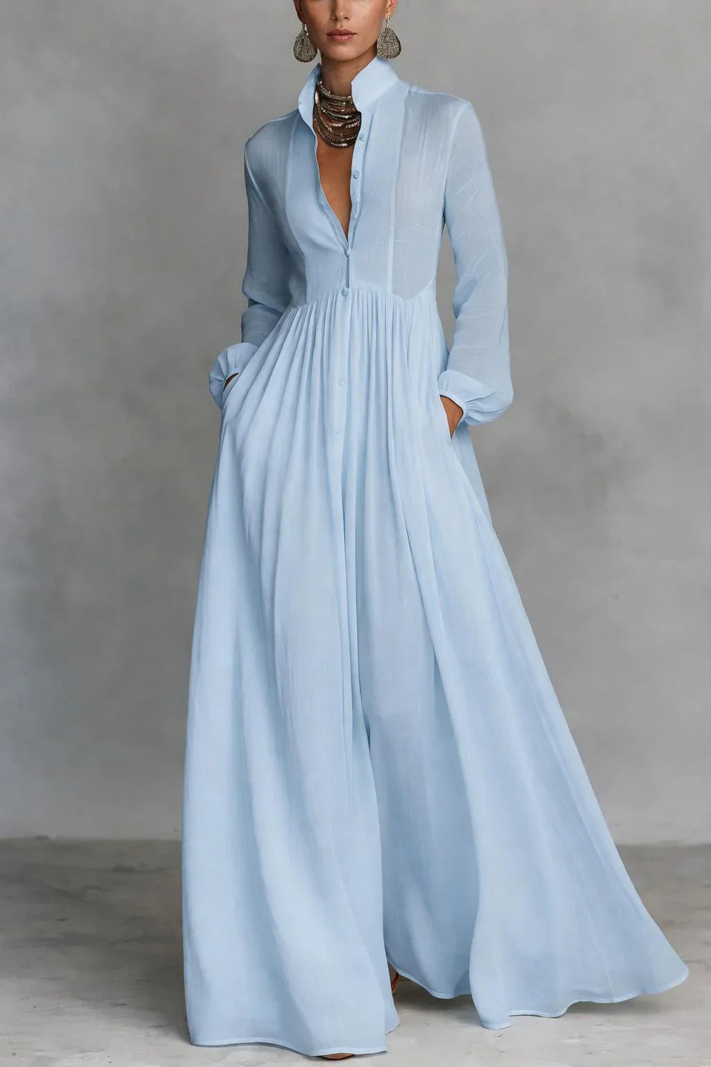Rachelle | Flowing Button-Front Maxi Dress