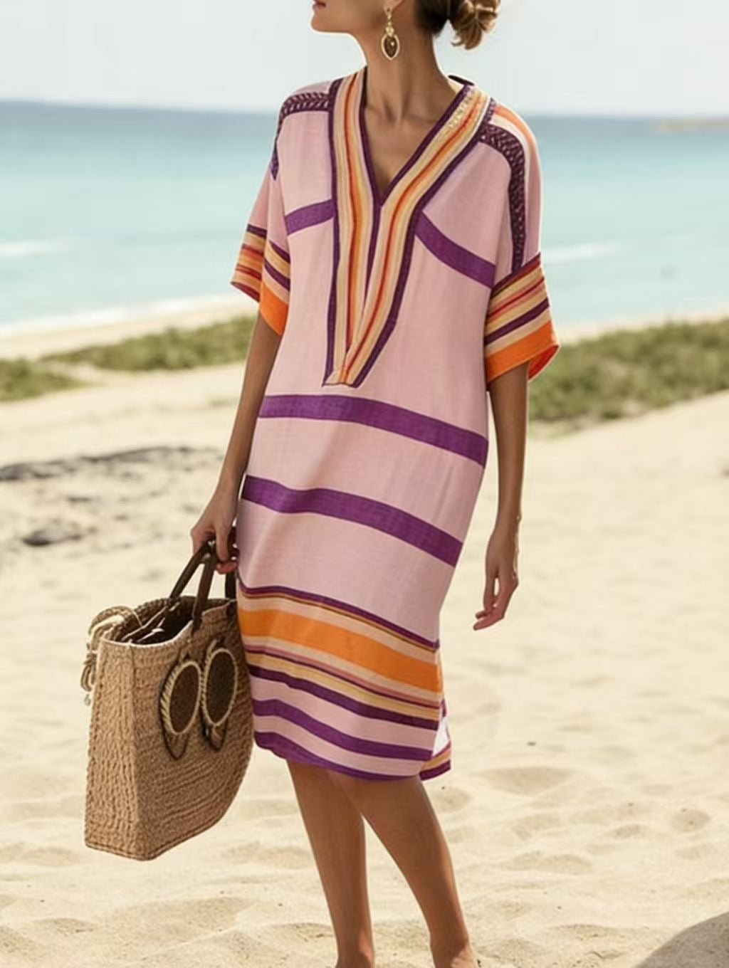 Cynthia | Striped V-Neck Dress