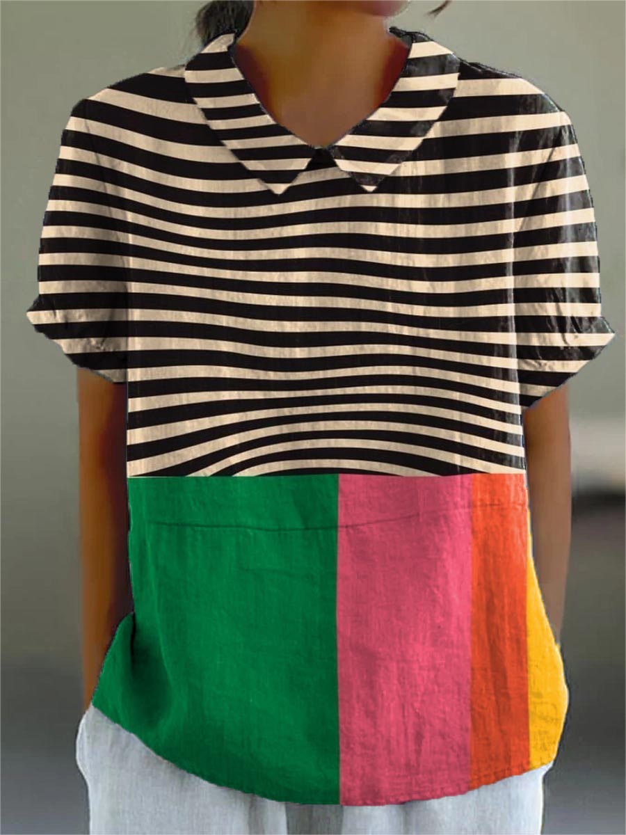 Eva | Artistic Patchwork Collar Blouse
