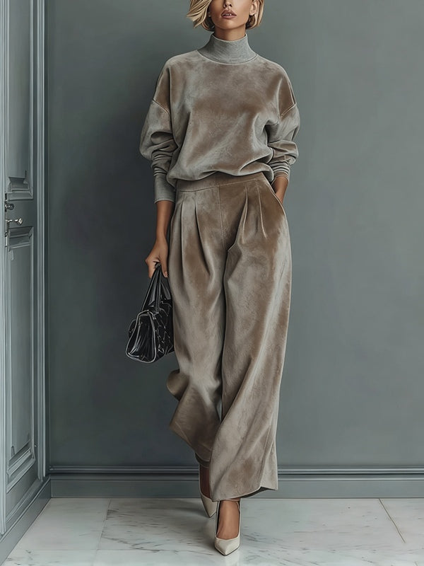 Amanda | Women's Turtleneck Casual Warm Velvet Suit