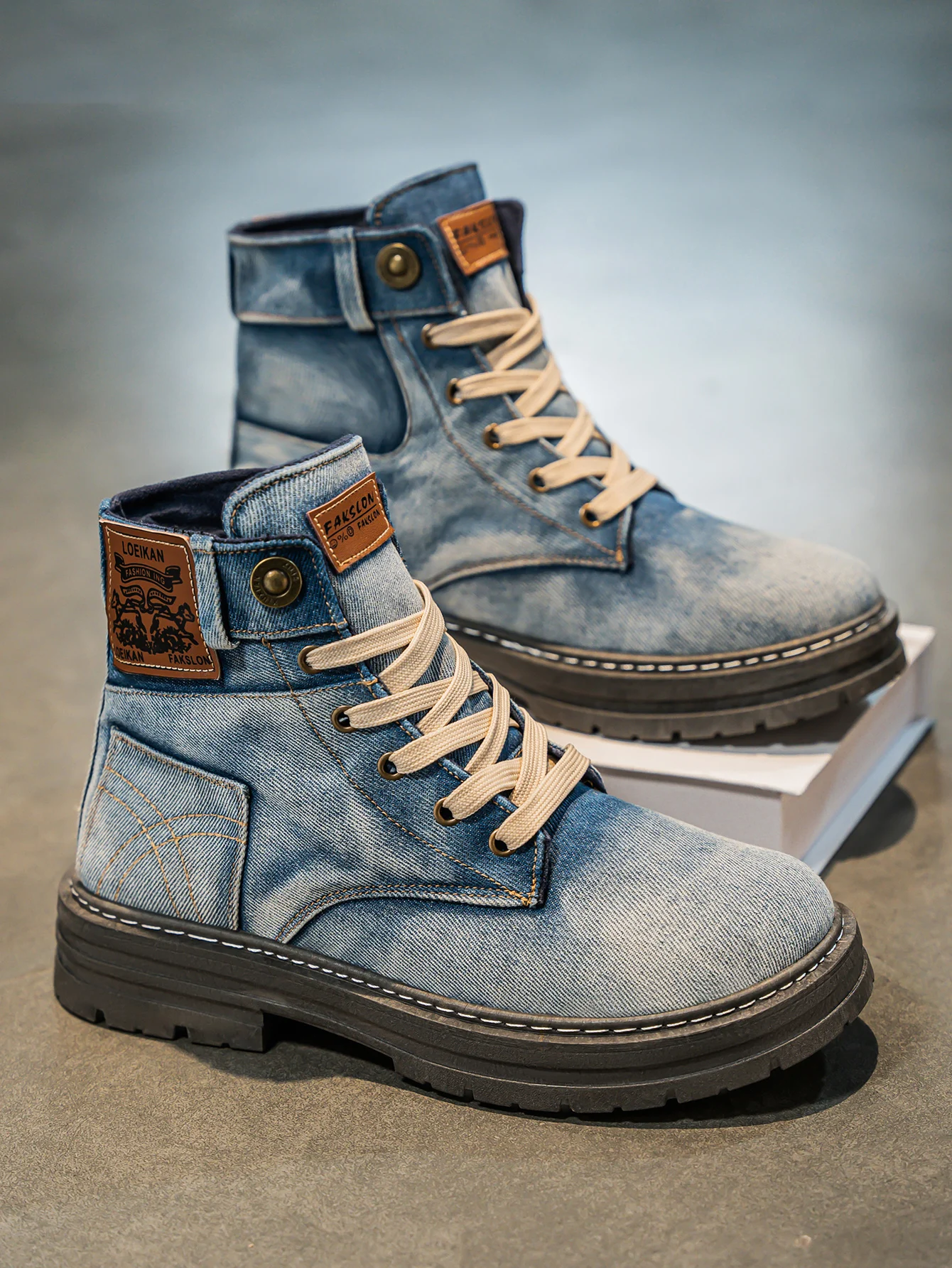 Logan | Denim Lace-Up Utility Boots