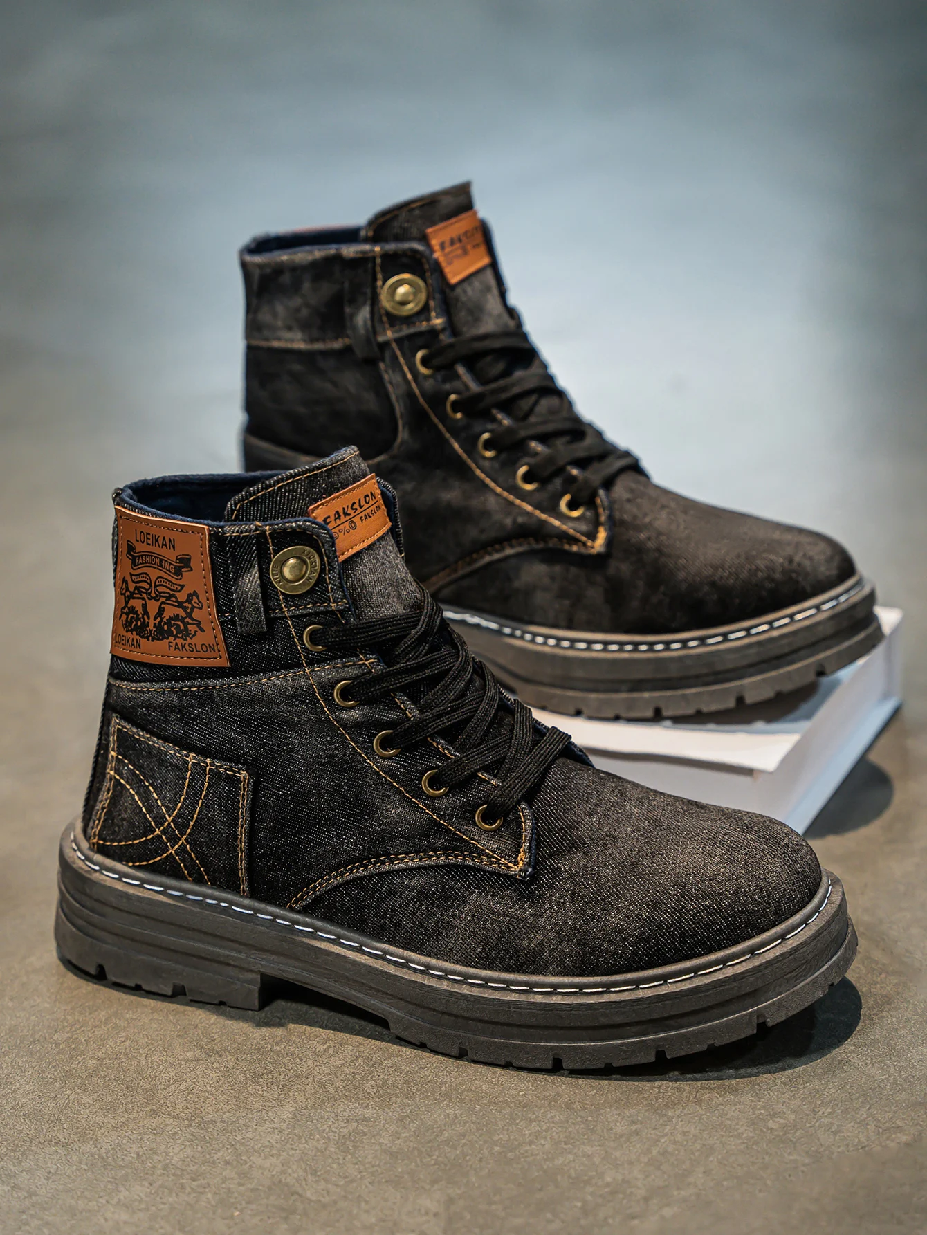 Logan | Denim Lace-Up Utility Boots