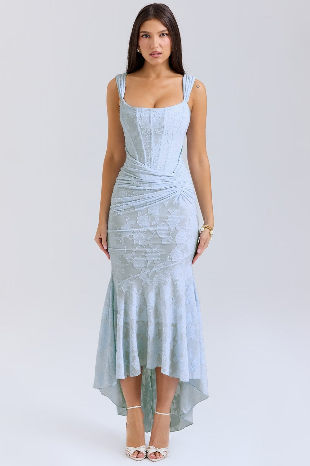 Carmen | Textured Fishtail Midi Dress