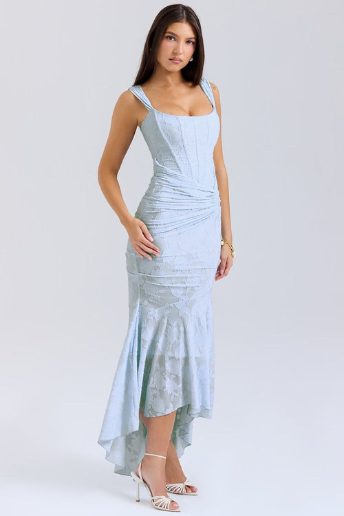 Carmen | Textured Fishtail Midi Dress
