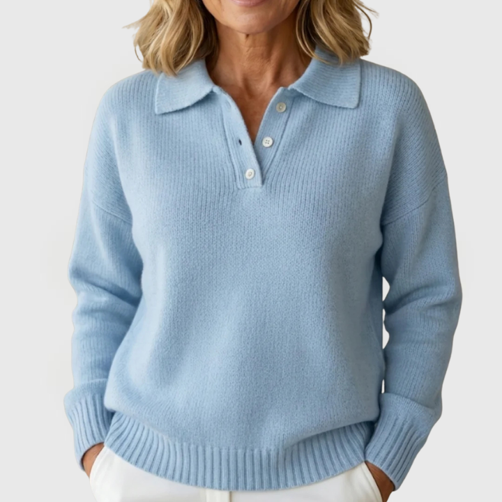 Madeline | Button-Collar Knit Pullover