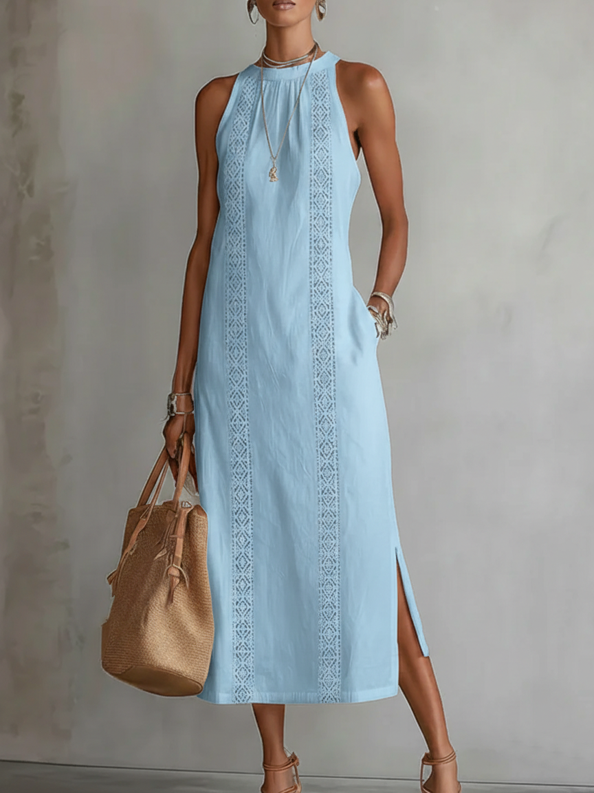 Aurora | Sleeveless Lace Detail Midi Dress