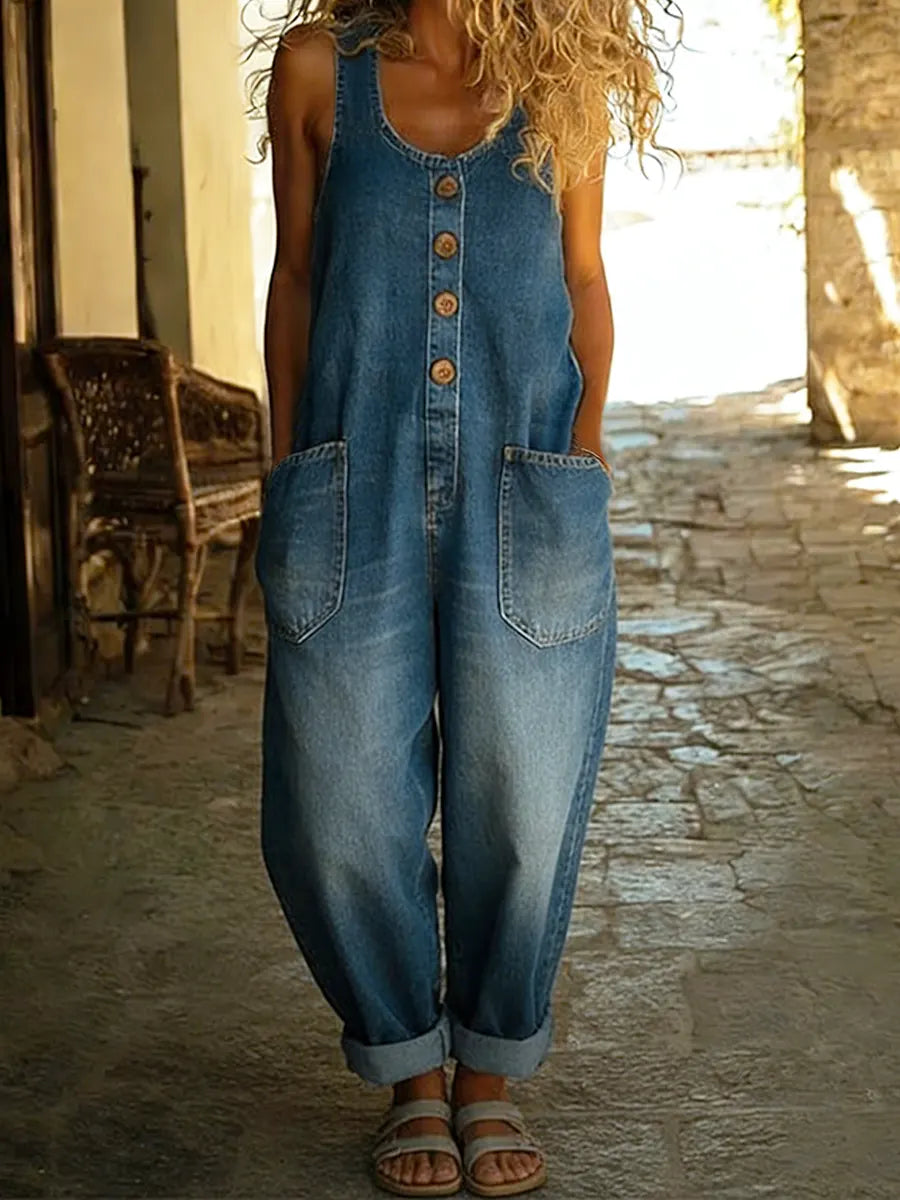 Marlow | Relaxed Denim Button Jumpsuit